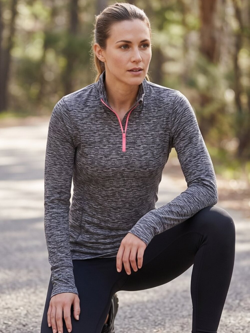 NWT | I-Zone Activewear Quarter Zip Pullover Heathered Pink Zipper | Medium